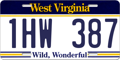 WV license plate 1HW387