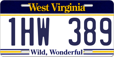 WV license plate 1HW389