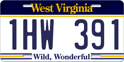 WV license plate 1HW391