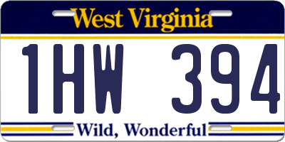 WV license plate 1HW394