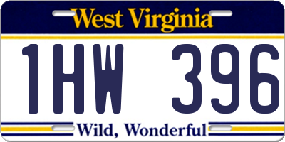WV license plate 1HW396
