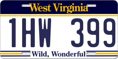 WV license plate 1HW399