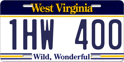 WV license plate 1HW400