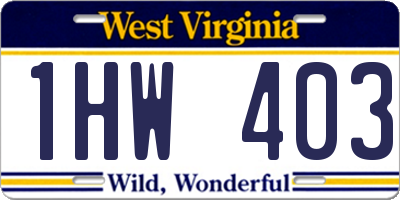WV license plate 1HW403