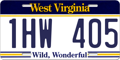 WV license plate 1HW405