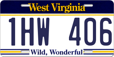 WV license plate 1HW406