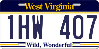 WV license plate 1HW407