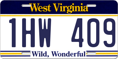 WV license plate 1HW409