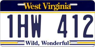 WV license plate 1HW412