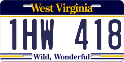 WV license plate 1HW418