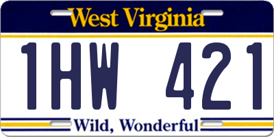 WV license plate 1HW421