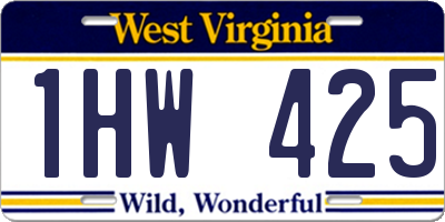 WV license plate 1HW425