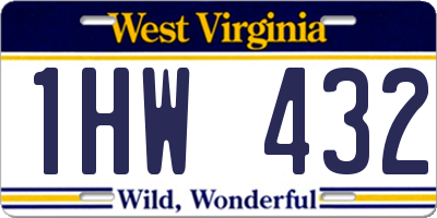 WV license plate 1HW432