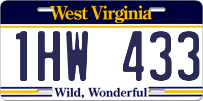 WV license plate 1HW433