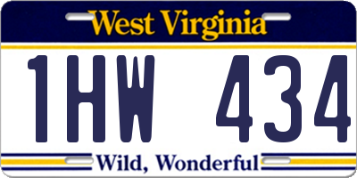 WV license plate 1HW434
