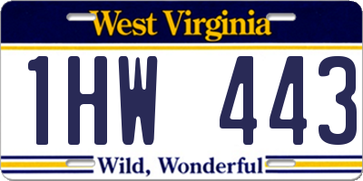 WV license plate 1HW443
