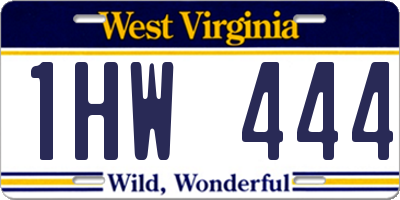 WV license plate 1HW444