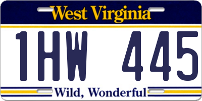 WV license plate 1HW445