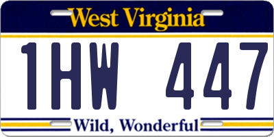 WV license plate 1HW447