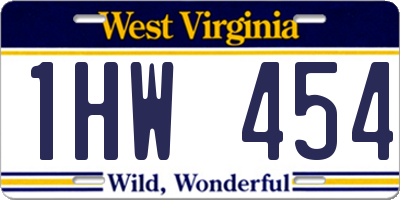 WV license plate 1HW454