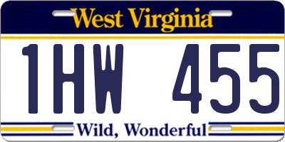 WV license plate 1HW455