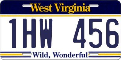 WV license plate 1HW456