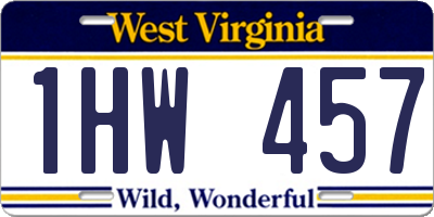 WV license plate 1HW457