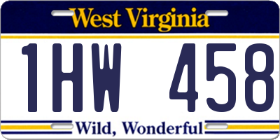 WV license plate 1HW458