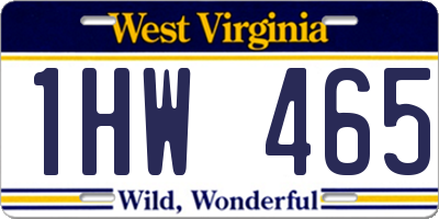 WV license plate 1HW465