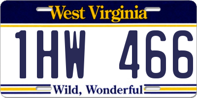 WV license plate 1HW466