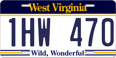 WV license plate 1HW470