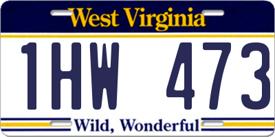 WV license plate 1HW473