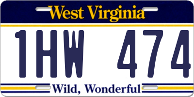WV license plate 1HW474