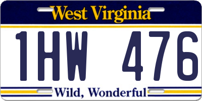 WV license plate 1HW476