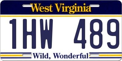 WV license plate 1HW489