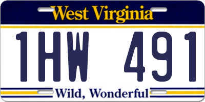 WV license plate 1HW491