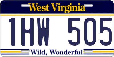 WV license plate 1HW505