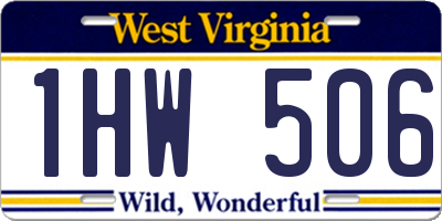 WV license plate 1HW506