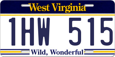 WV license plate 1HW515