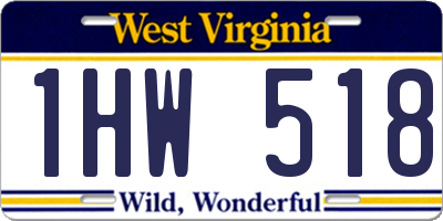 WV license plate 1HW518