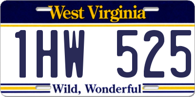 WV license plate 1HW525