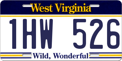 WV license plate 1HW526