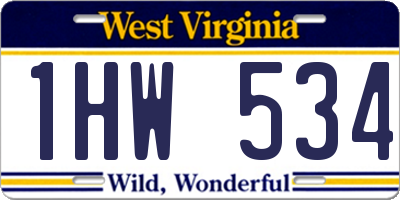 WV license plate 1HW534