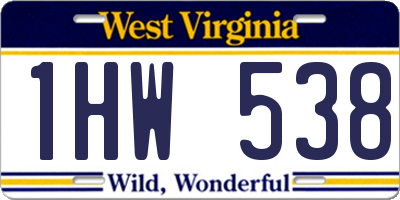 WV license plate 1HW538