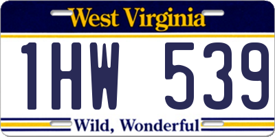 WV license plate 1HW539