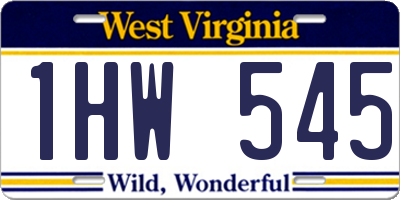 WV license plate 1HW545