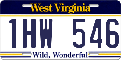 WV license plate 1HW546