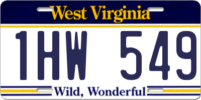 WV license plate 1HW549