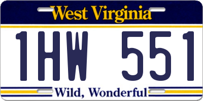 WV license plate 1HW551