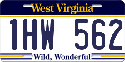 WV license plate 1HW562